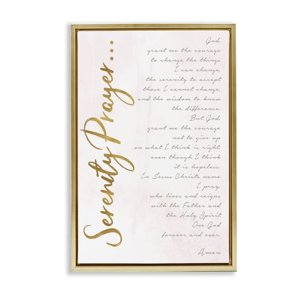 Stupell Industries Serenity Prayer Scripture Gold Framed Floater Canvas Wall Art, design by Anna Quach