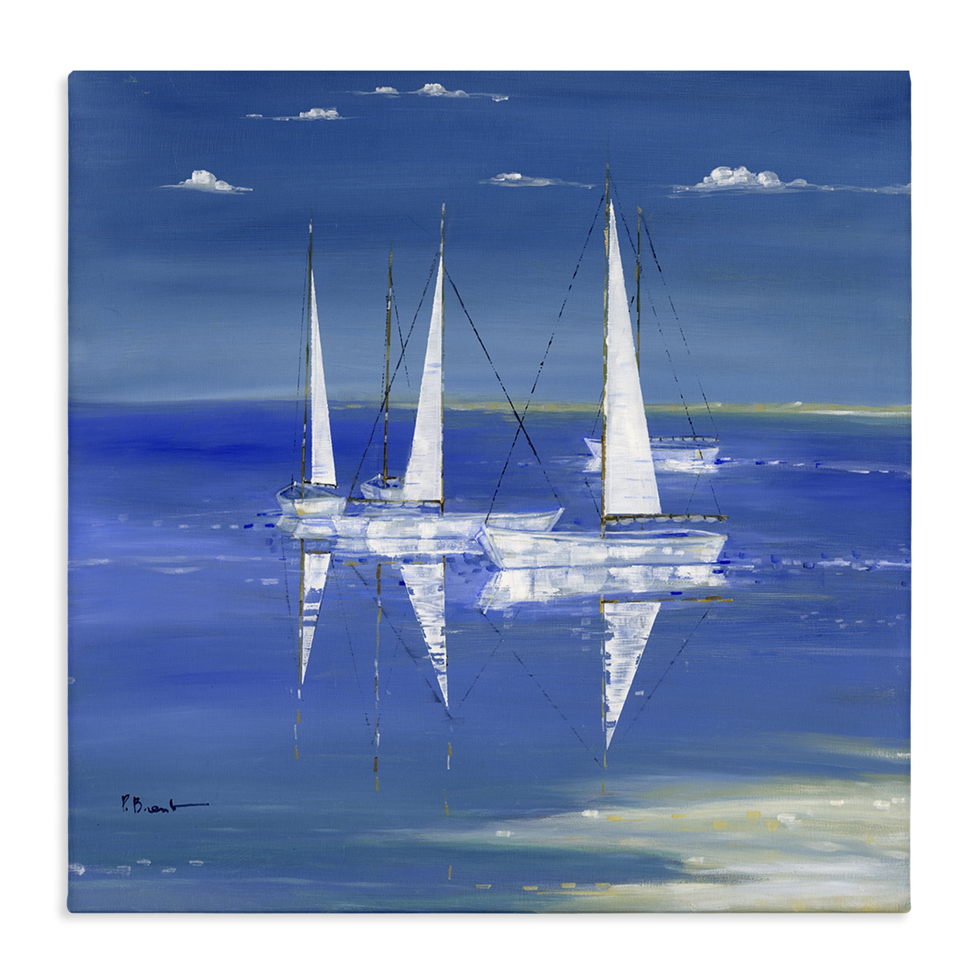 Stupell Industries Serenity Sailboats Reflected on Water Canvas Wall Art, design by Paul Brent