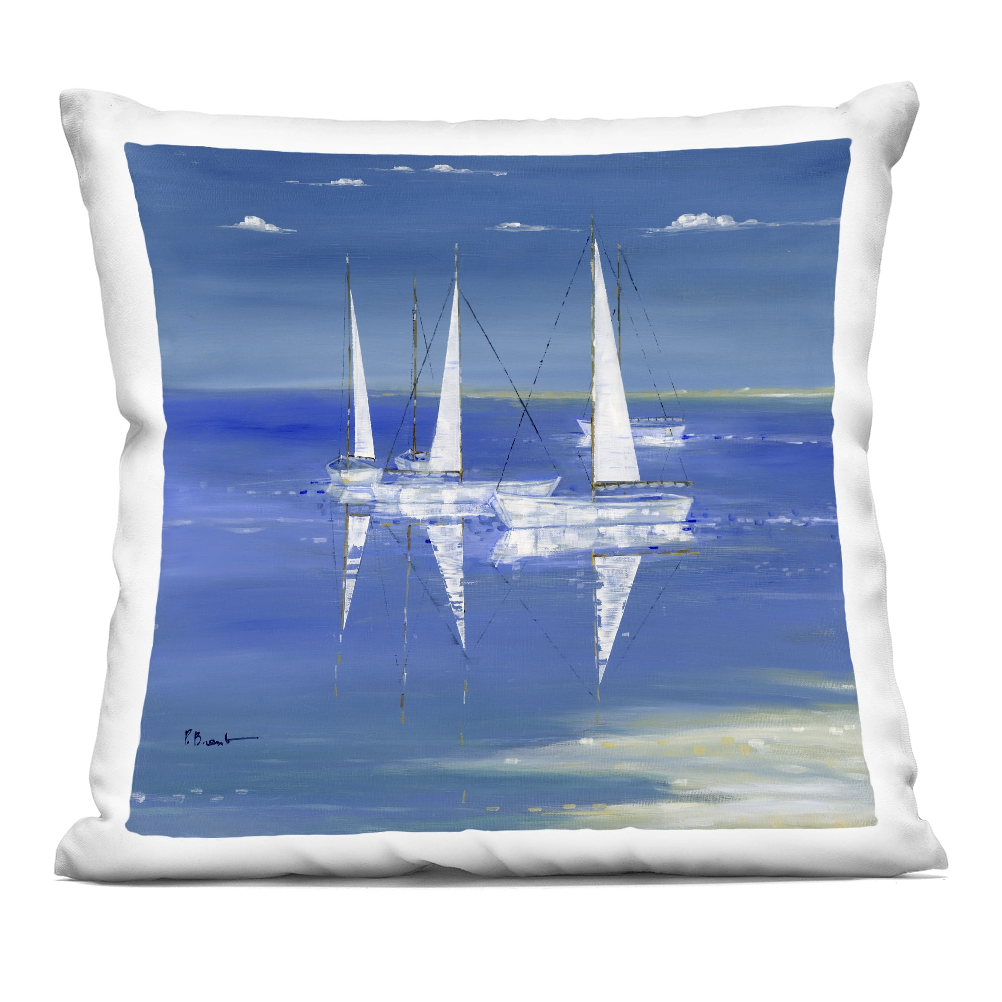 Stupell Industries Serenity Sailboats Reflected on Water Decorative Printed Throw Pillow, design by Paul Brent, 18 x 7 x 18