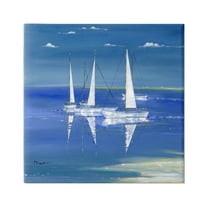 Stupell Industries Serenity Sailboats Vivid Blue Ocean Painting Gallery Wrapped Canvas Print Wall Art, Design by Paul Brent