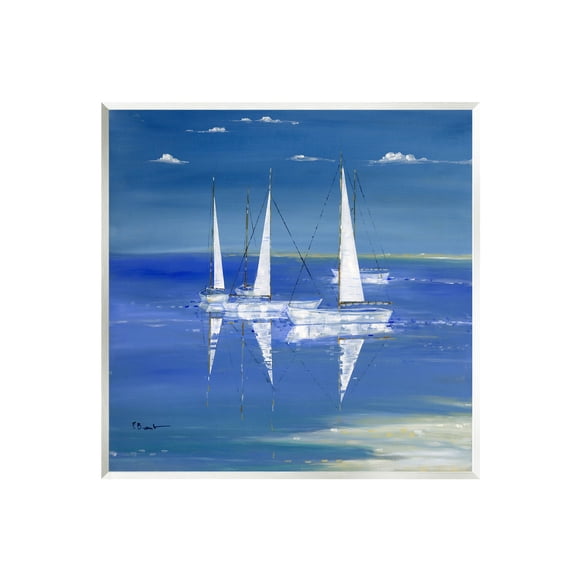 Stupell Industries Serenity Sailboats Vivid Blue Ocean Painting Unframed Art Print Wall Art, Design by Paul Brent