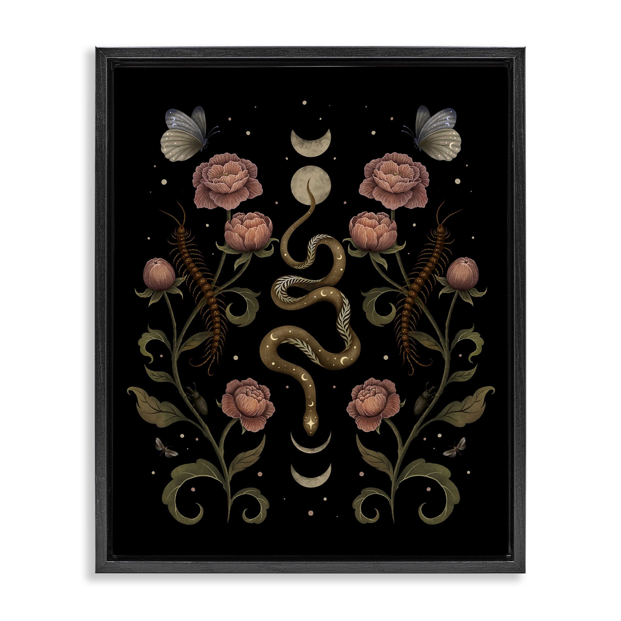Stupell Industries Serpentine Garden Symmetry Black Framed Floater Canvas Wall Art, design by Episodic Drawings