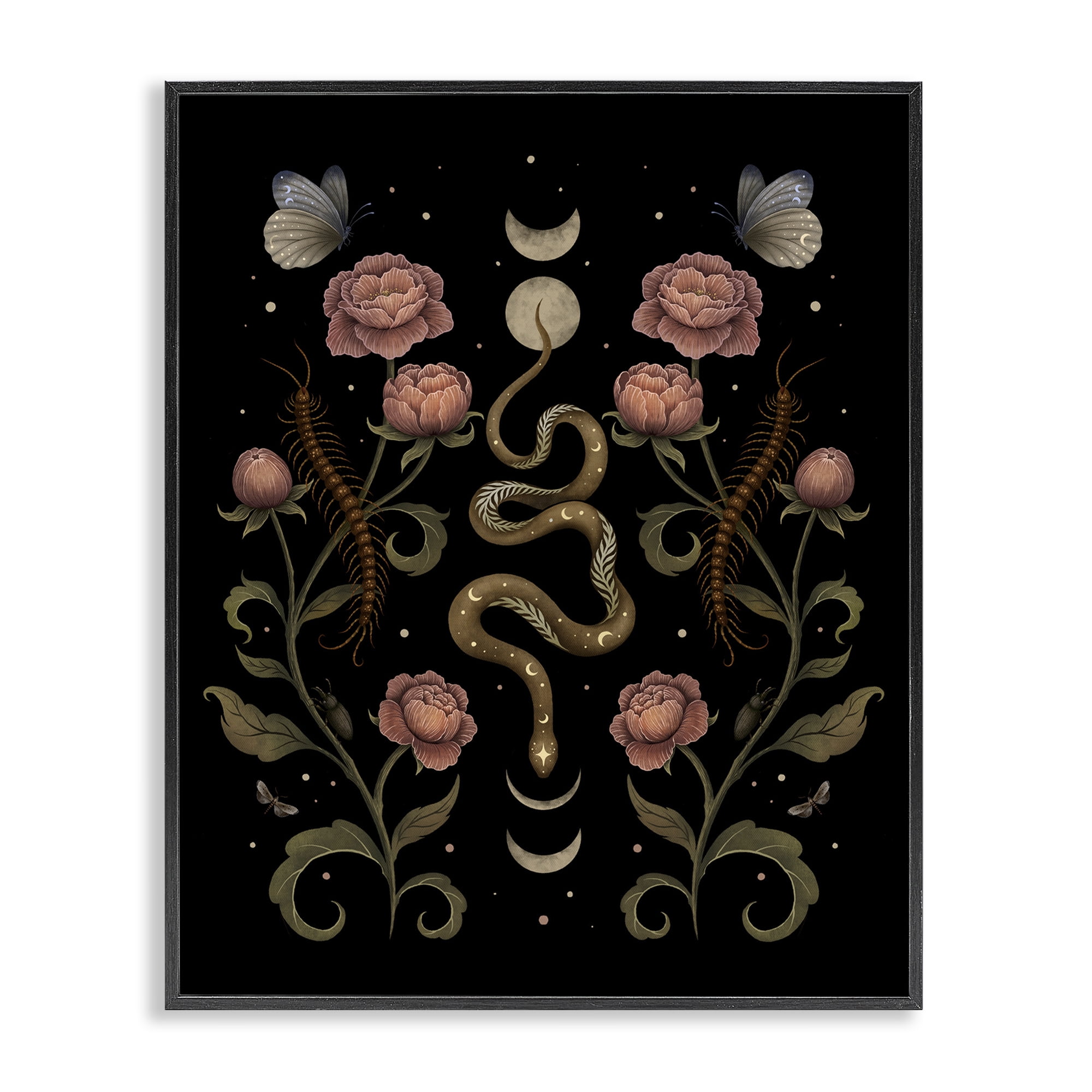 Stupell Industries Serpentine Garden Symmetry Black Framed Giclee Art, design by Episodic Drawings