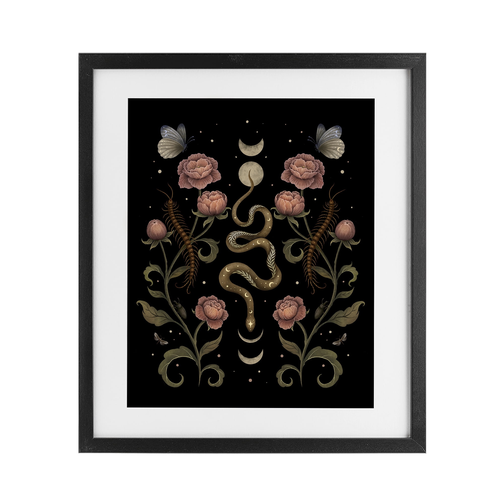 Stupell Industries Serpentine Garden Symmetry Black Framed Print Under Glass, design by Episodic Drawings