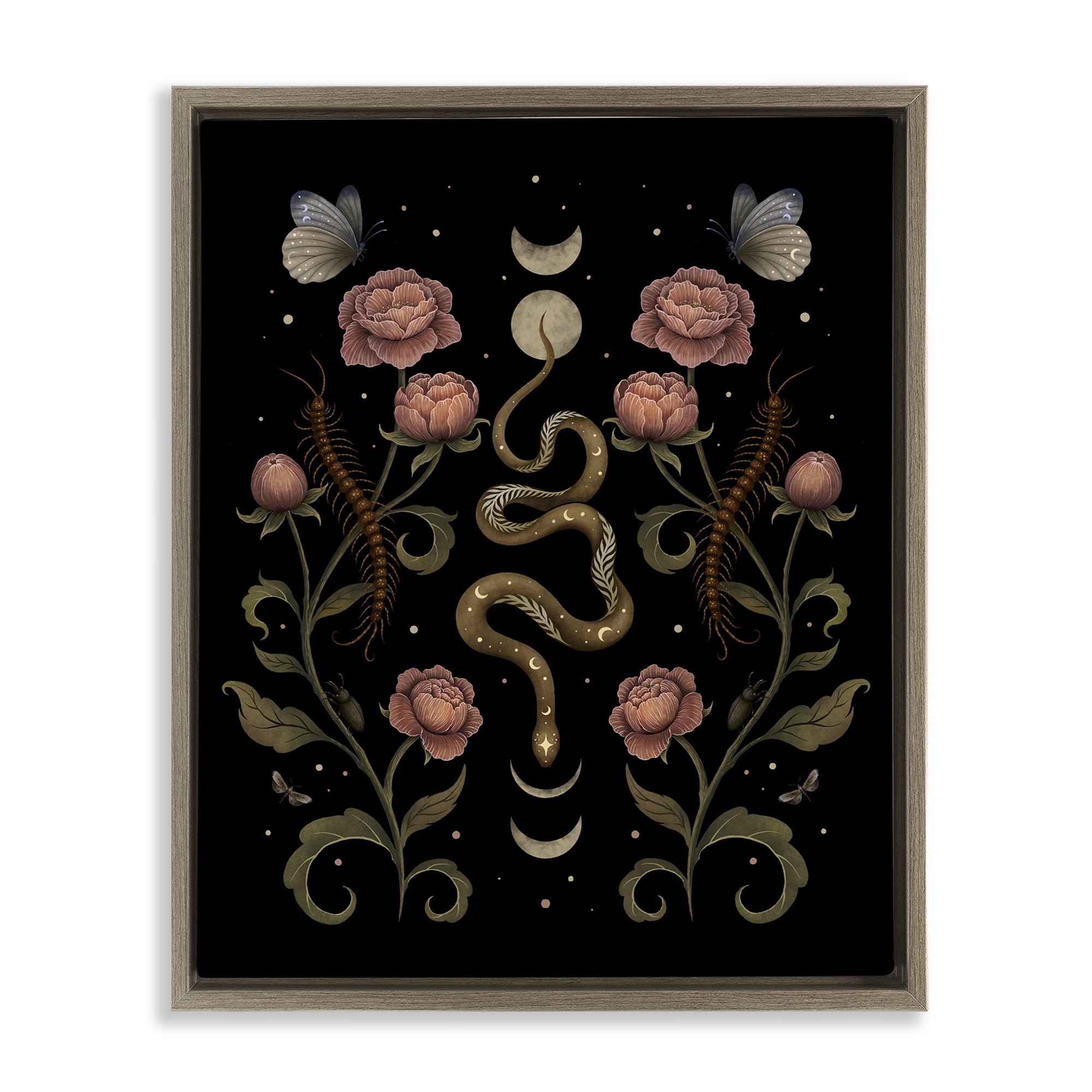 Stupell Industries Serpentine Garden Symmetry Brown Framed Floater Canvas Wall Art, design by Episodic Drawings