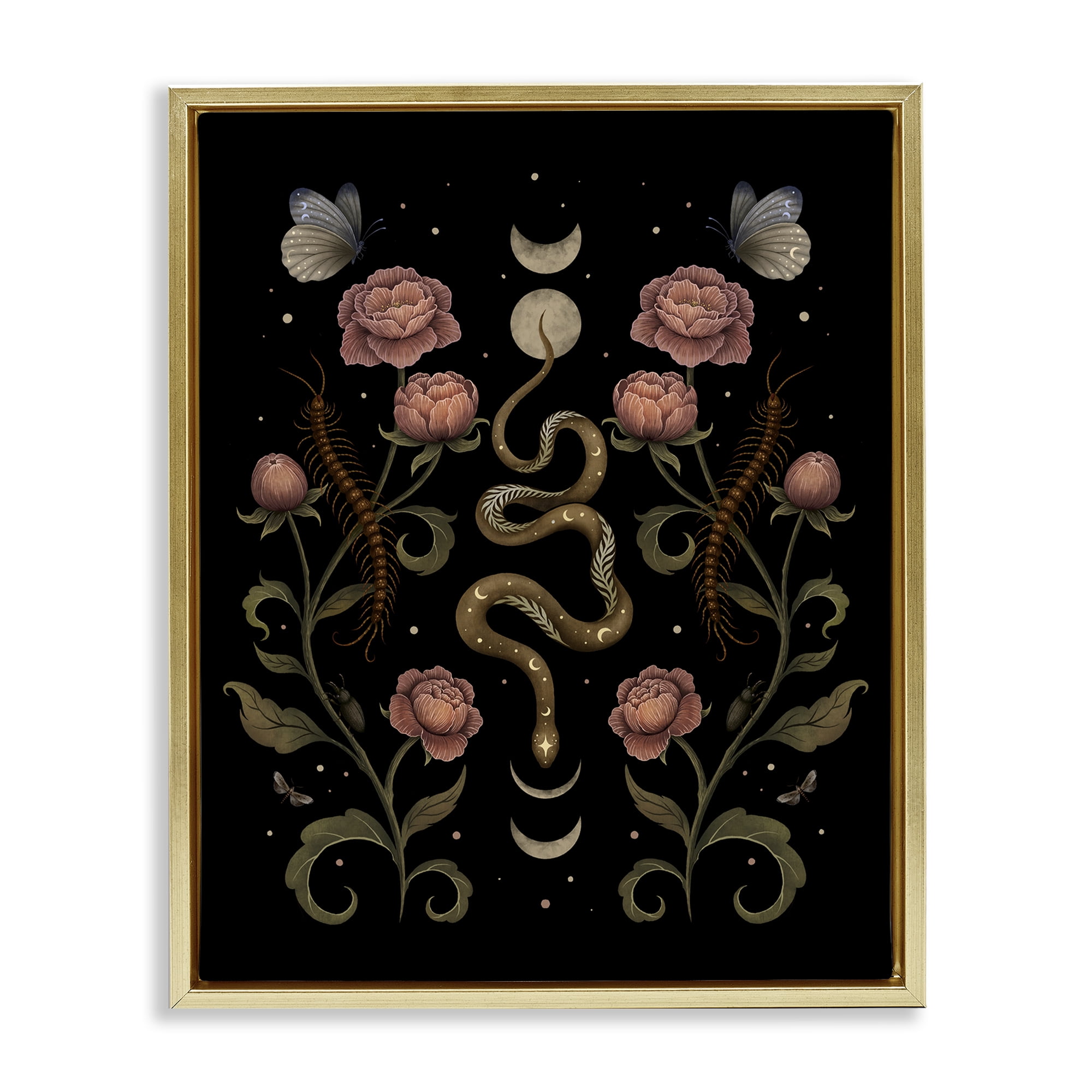 Stupell Industries Serpentine Garden Symmetry Gold Framed Floater Canvas Wall Art, design by Episodic Drawings