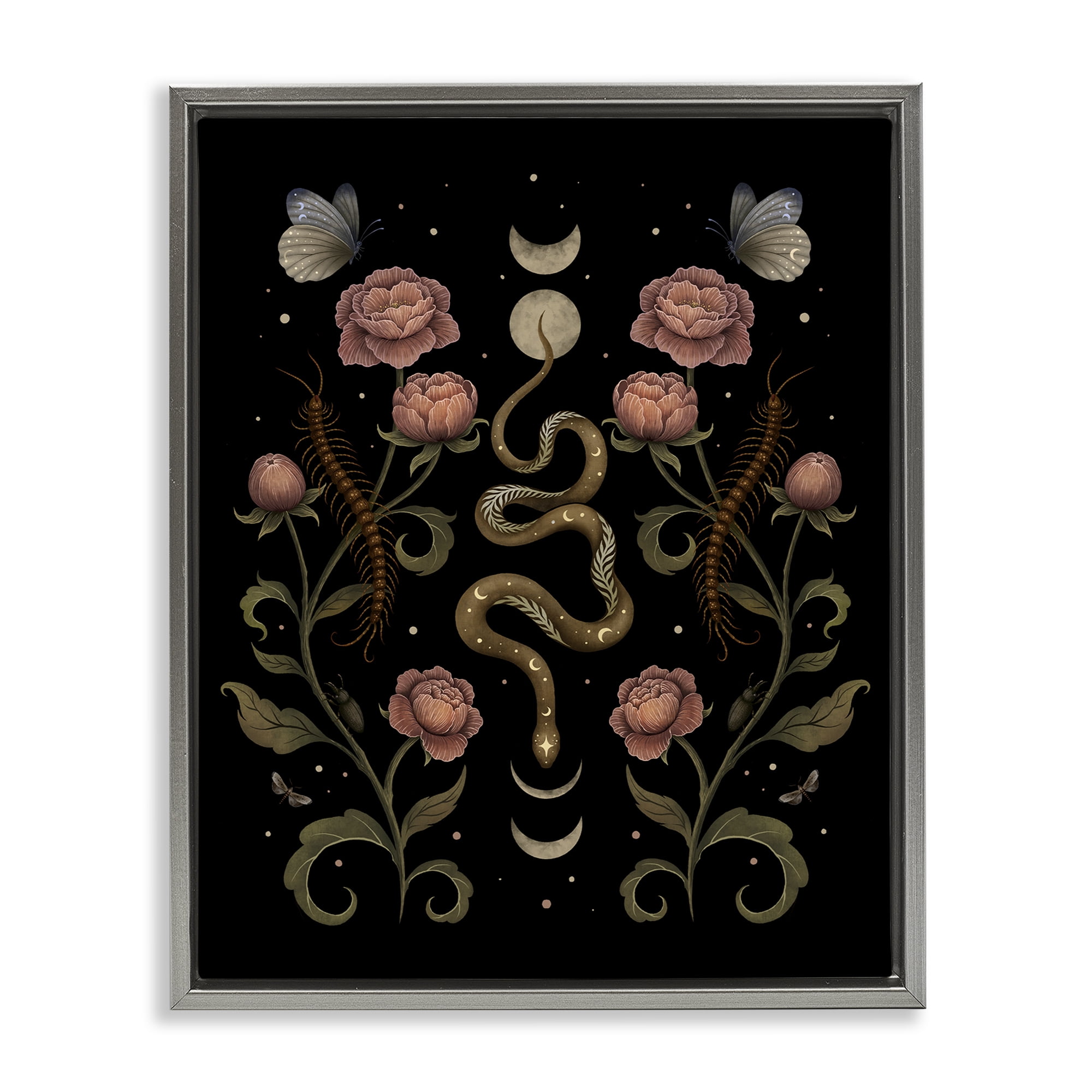 Stupell Industries Serpentine Garden Symmetry Gray Framed Floater Canvas Wall Art, design by Episodic Drawings