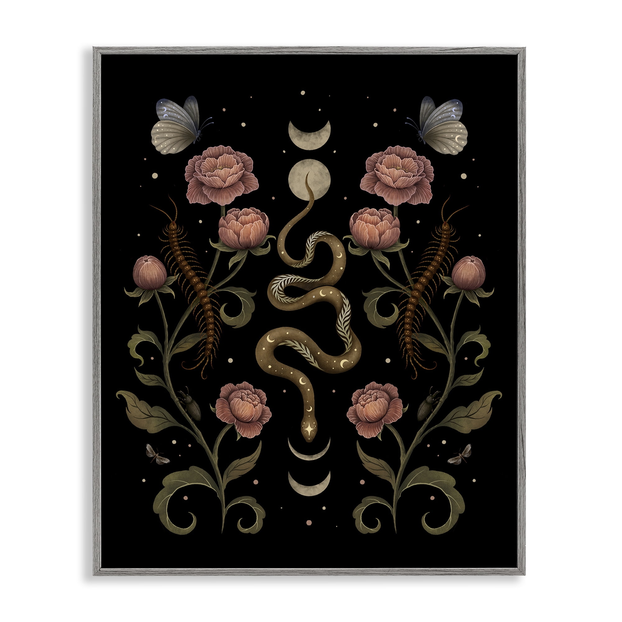 Stupell Industries Serpentine Garden Symmetry Gray Framed Giclee Art, design by Episodic Drawings