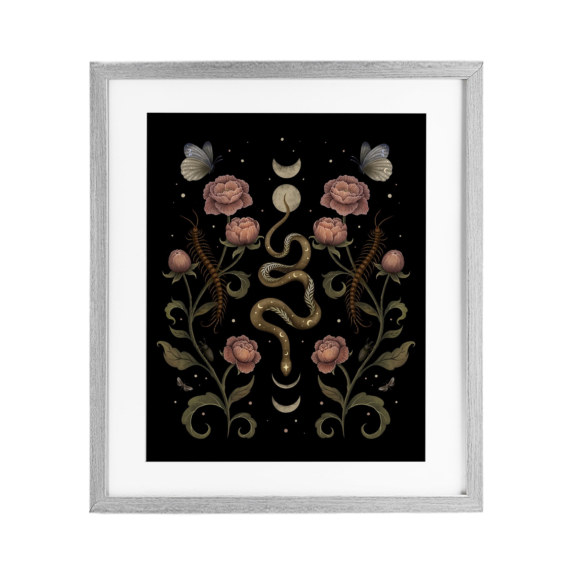 Stupell Industries Serpentine Garden Symmetry Gray Framed Print Under Glass, design by Episodic Drawings