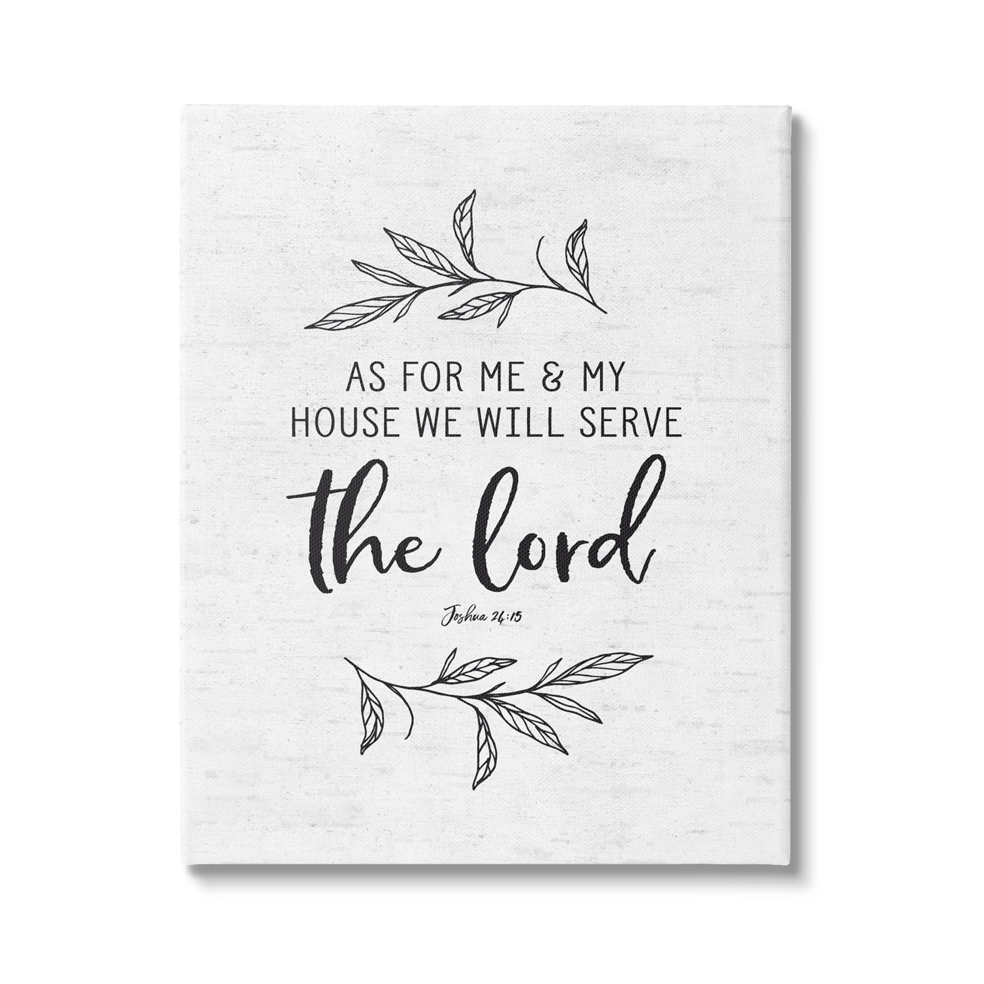Stupell Industries Serve The Lord Spiritual Scripture Rustic Botanicals Graphic Art Gallery Wrapped Canvas Print Wall Art, Design by Lettered and Lined