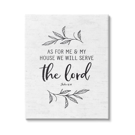 Stupell Industries Serve The Lord Spiritual Scripture Rustic Botanicals Graphic Art Gallery Wrapped Canvas Print Wall Art, Design by Lettered and Lined