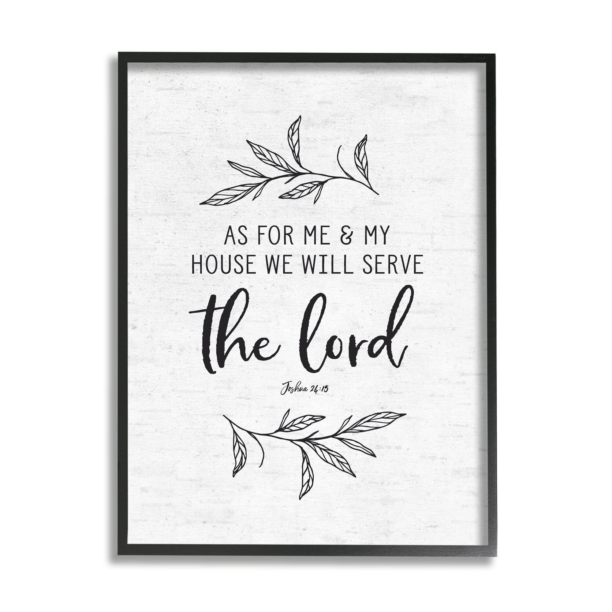 Stupell Industries Serve The Lord Spiritual Scripture Rustic Botanicals Graphic Art Black Framed Art Print Wall Art, Design by Lettered and Lined