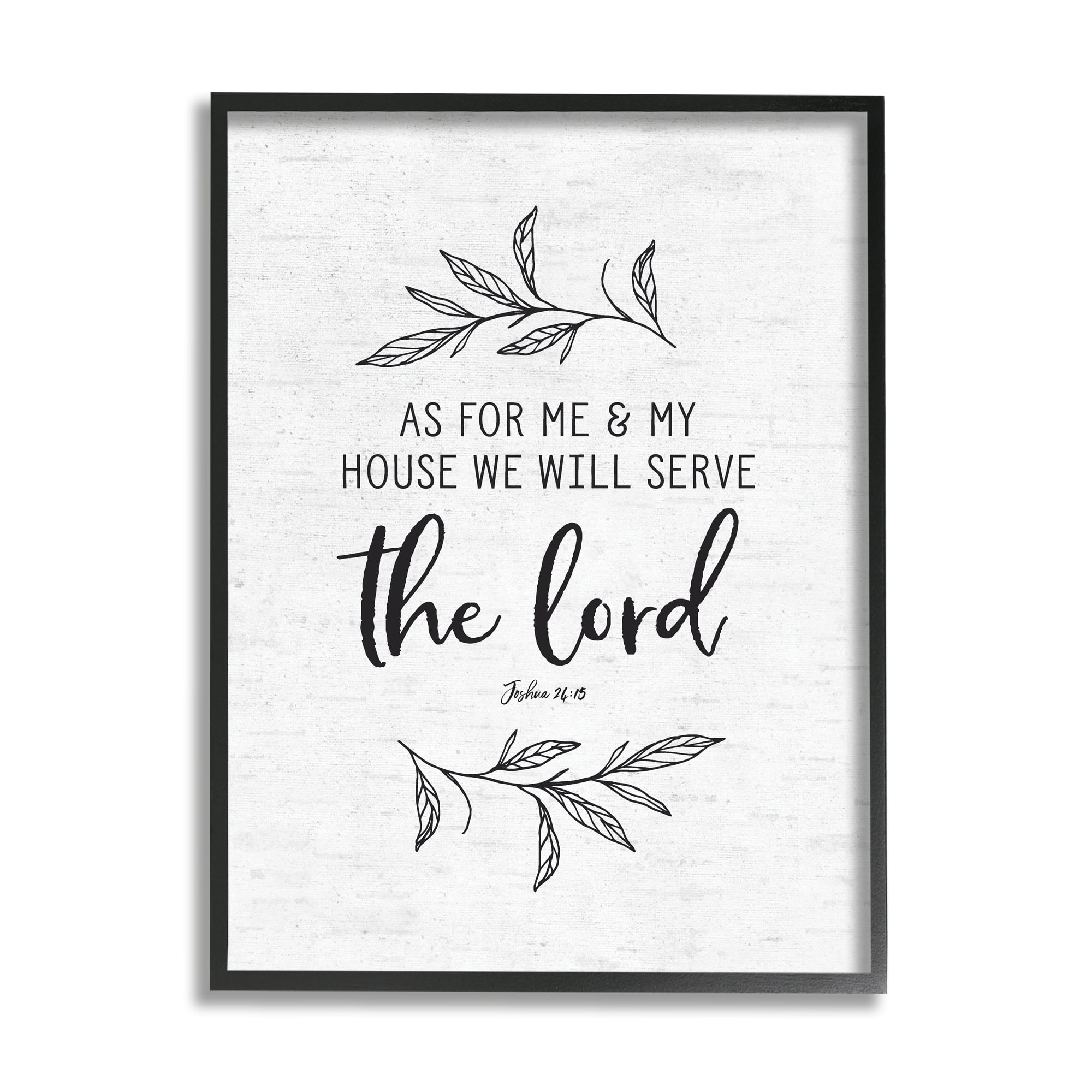 Stupell Industries Serve The Lord Spiritual Scripture Rustic Botanicals Graphic Art Black Framed Art Print Wall Art, Design by Lettered and Lined