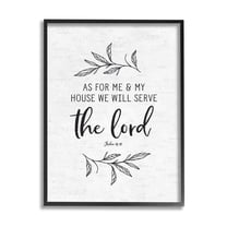Stupell Industries Serve The Lord Spiritual Scripture Rustic Botanicals Graphic Art Black Framed Art Print Wall Art, Design by Lettered and Lined