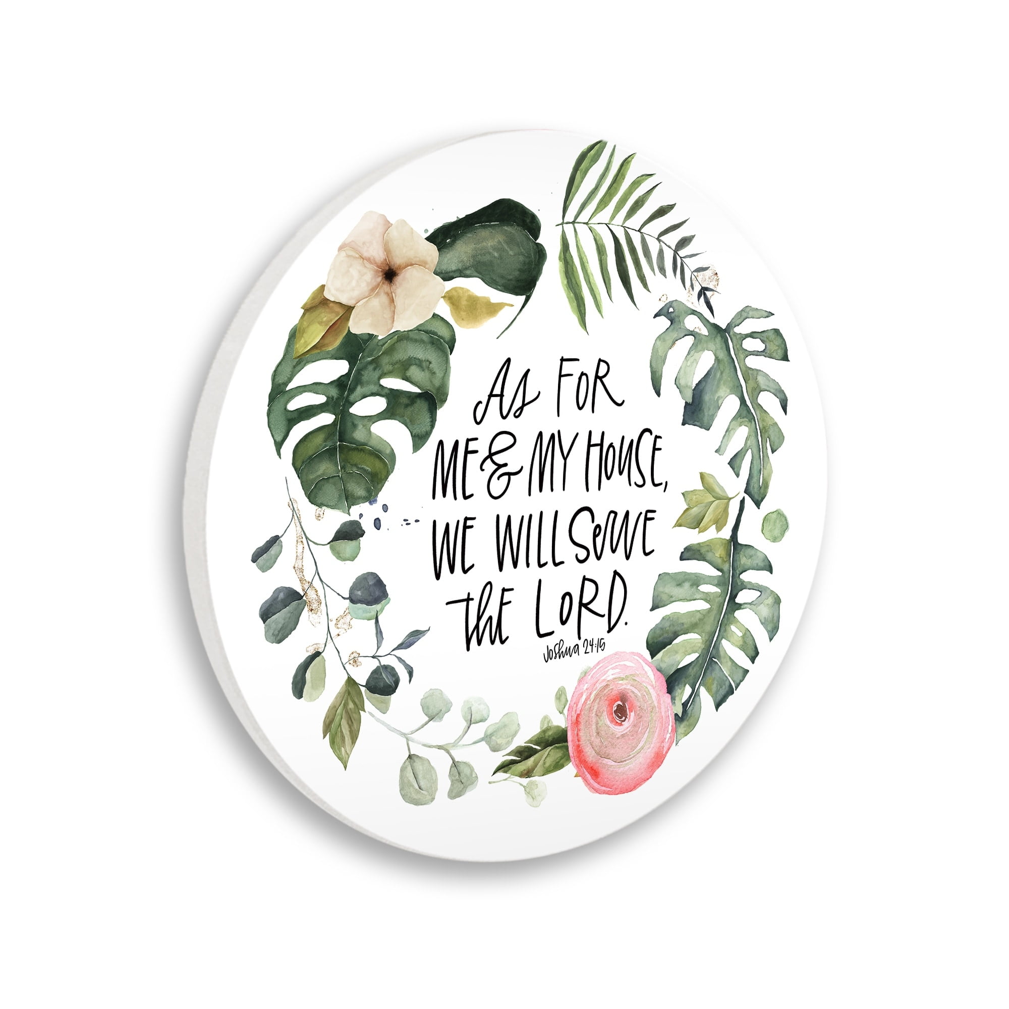 White MDF Wood Tropical Palm Wreath Wall Plaque