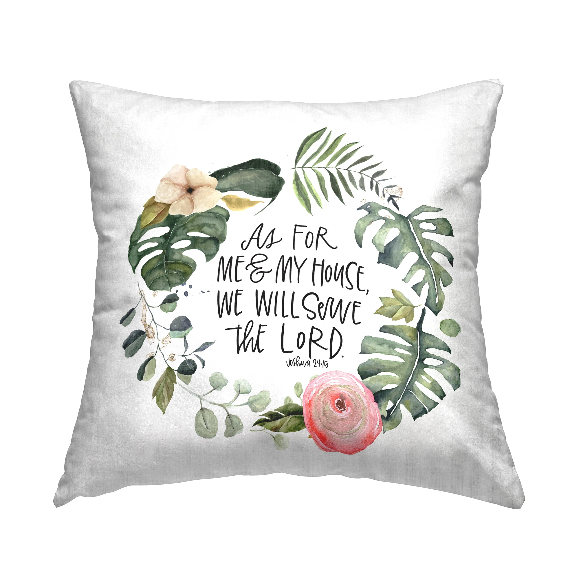 Stupell Industries Serve the Lord Joshua 24:15 Tropical Palms Glam Green,18 x 7 x 18 Decorative Pillows