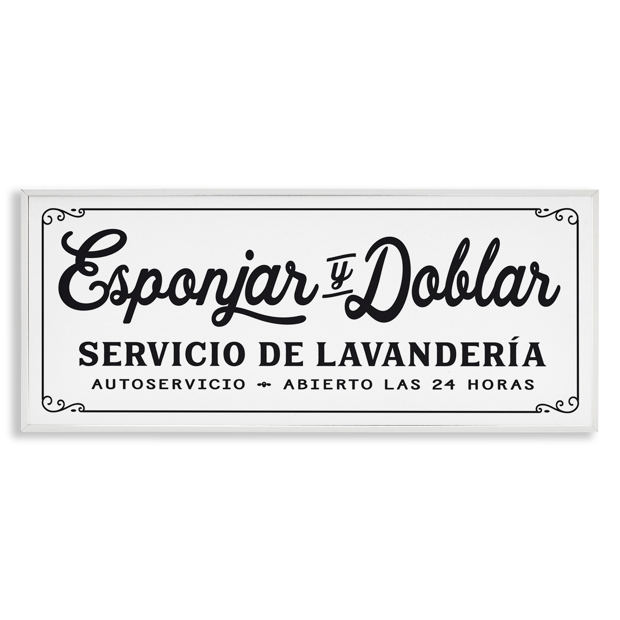 Stupell Industries Servicio De Lavandería Bath & Laundry Painting White Framed Art Print Wall Art, 30 x 13