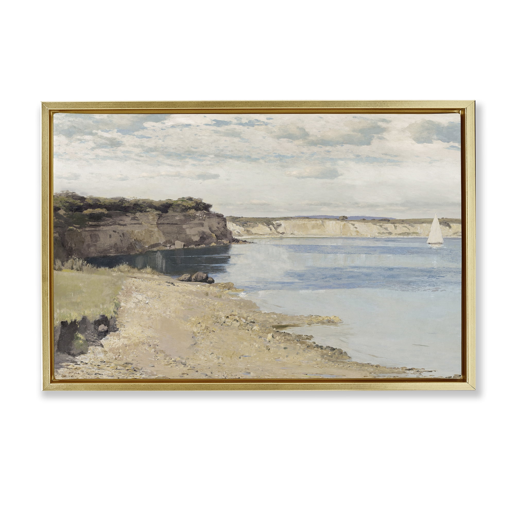 Stupell Industries Set Sail Peaceful Cove Gold Framed Floater Canvas Wall Art, design by Christy McKee