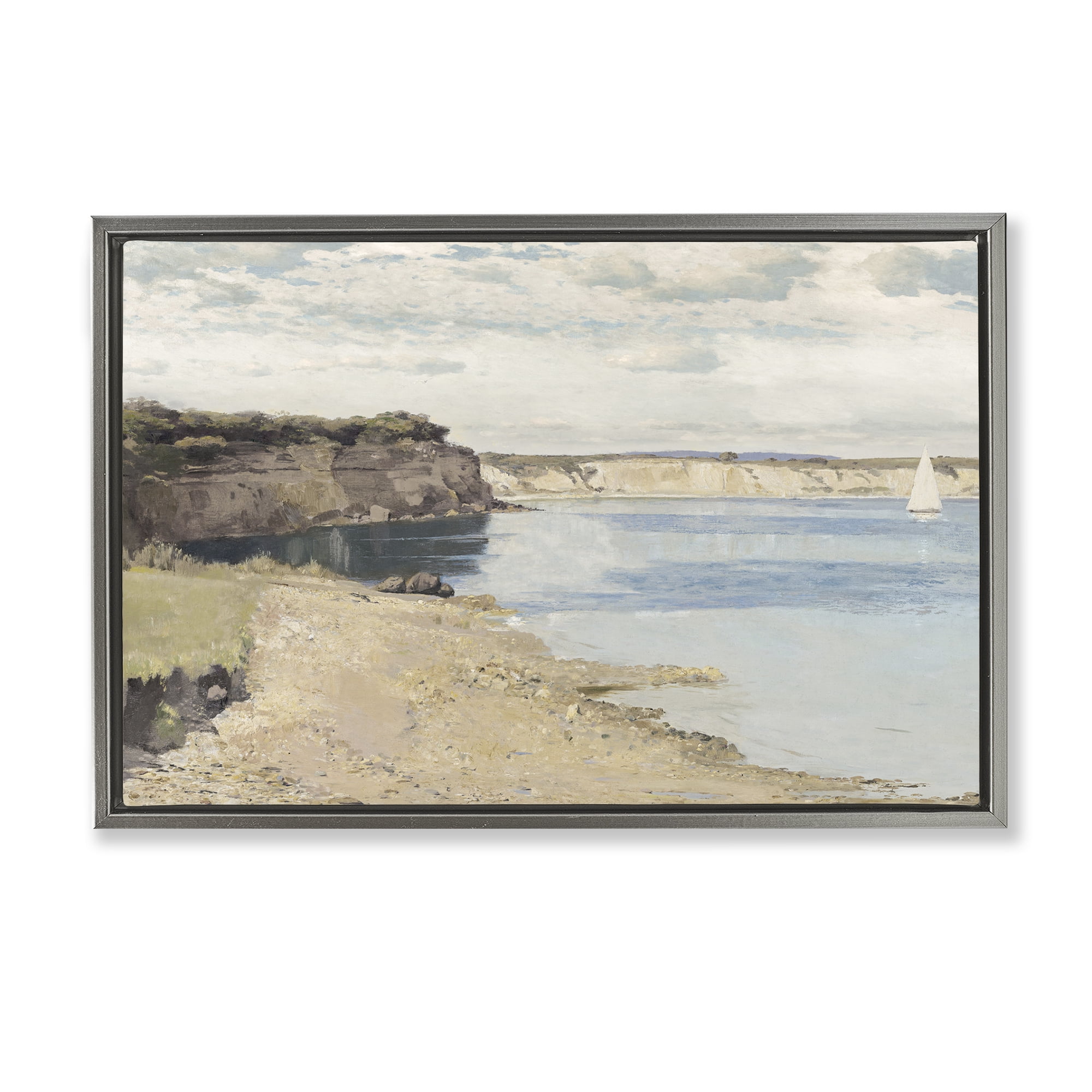 Stupell Industries Set Sail Peaceful Cove Gray Framed Floater Canvas Wall Art, design by Christy McKee