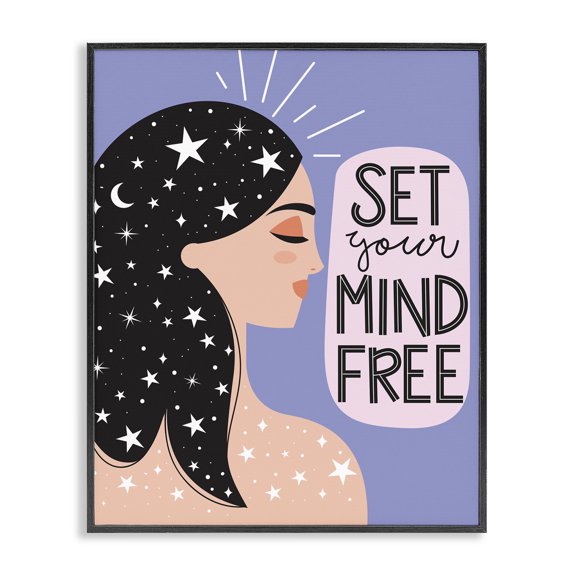 Stupell Industries Bohemian Set Your Mind Free Female Constellations Black Framed Giclee Art, 24 x 30, by Ilis Avilés