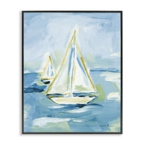 Stupell Industries Setting Sail on Sea Transportation Painting Black Framed Art Print Wall Art, 11 x 14