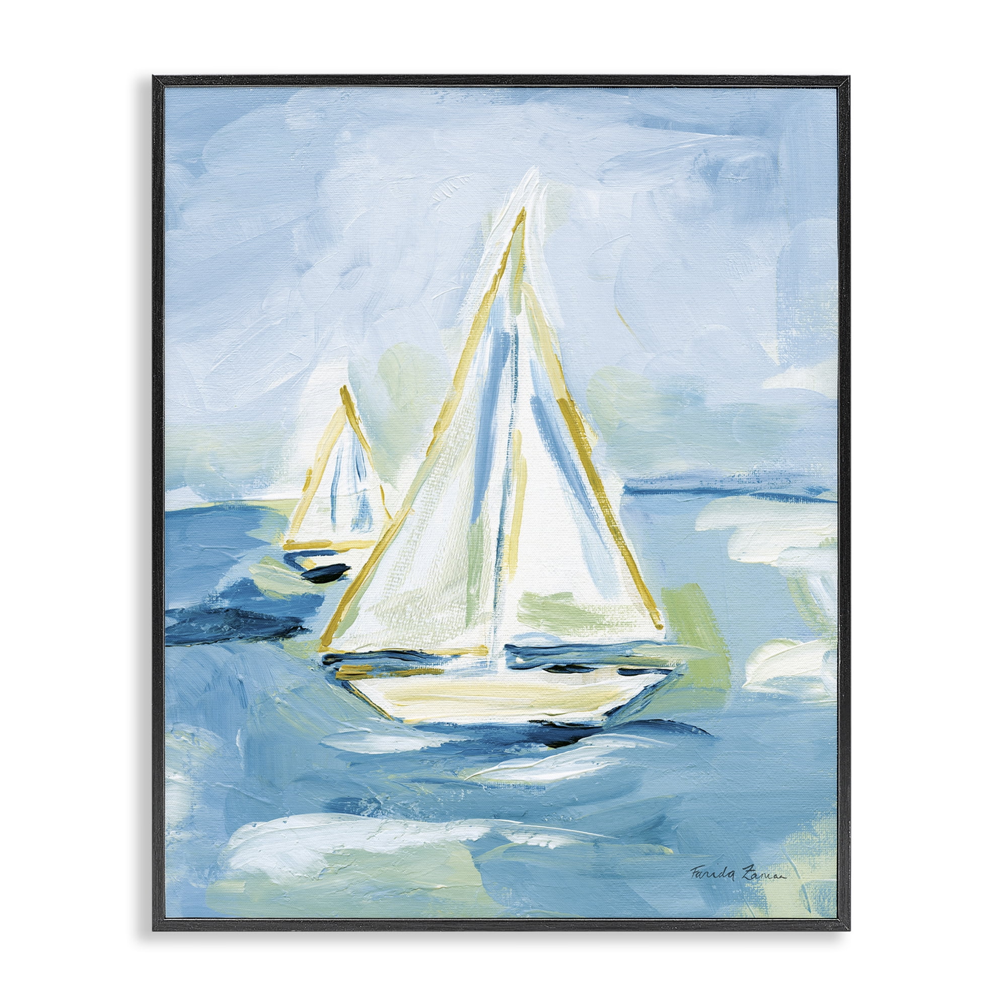 Stupell Industries Setting Sail on Sea Transportation Painting Black Framed Art Print Wall Art, 24 x 30