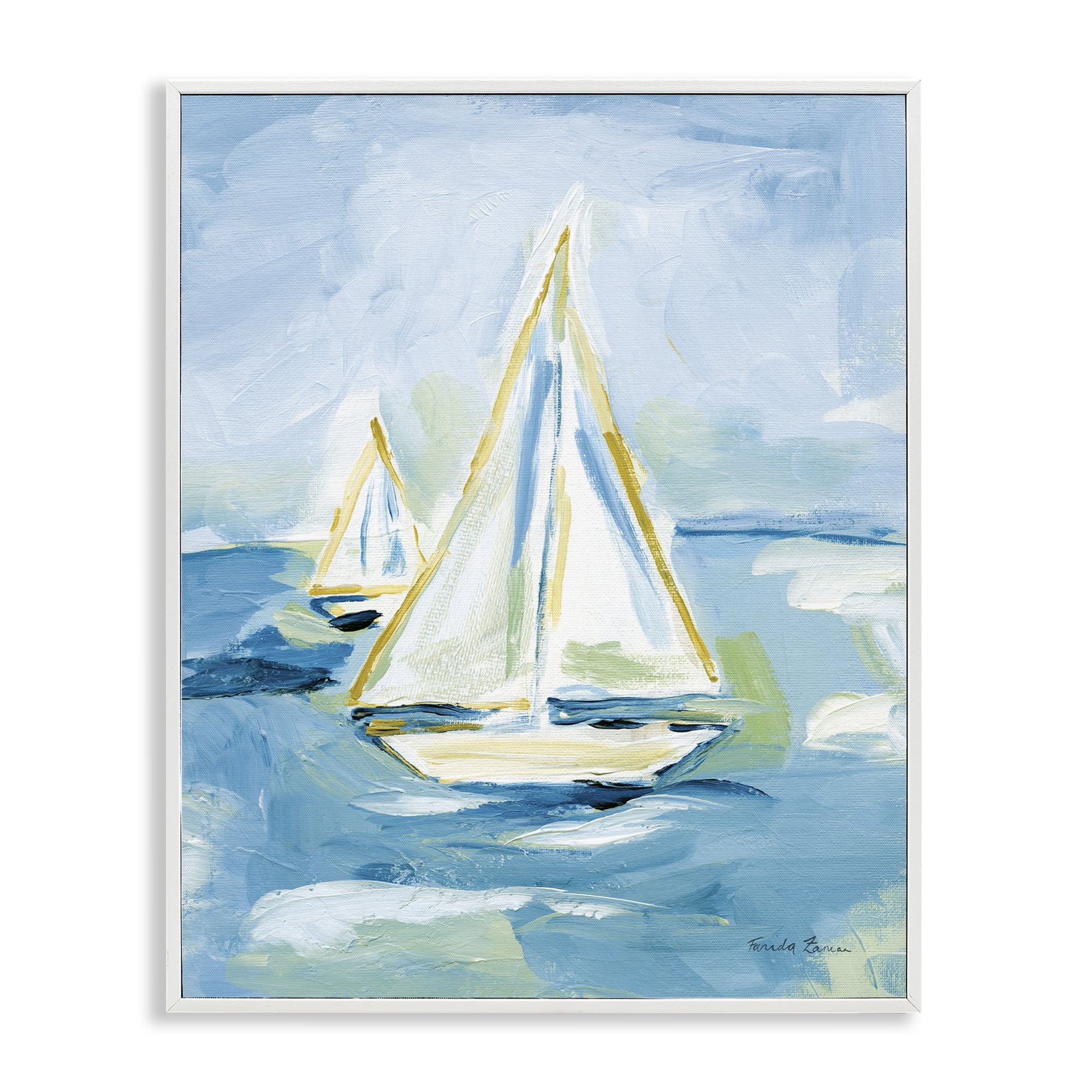 Stupell Industries Setting Sail on Sea Transportation Painting White Framed Art Print Wall Art, 11 x 14