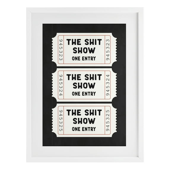 Stupell Industries Sh*t Show Bathroom Tickets White Framed Print Under Glass design by Lettered and Lined, 20 x 14