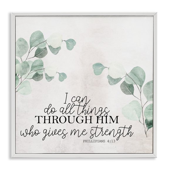 Stupell Industries Shabby Chic All Things Through Him Proverb White Framed Giclee Art, 12 x 12, by Kim Allen