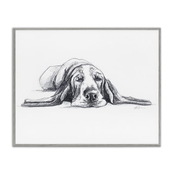 Stupell Industries Shabby Chic Bloodhound Pup Naptime Gray Framed Giclee Art, 30 x 24, by Lindsay Kivi Fine Art