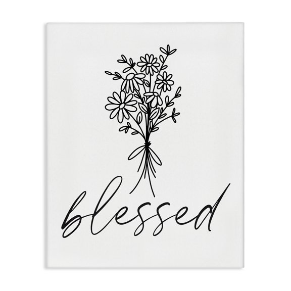 Stupell Industries Shabby Chic Cheerful Daisy Flowers Botanical Arrangement Blessed Script Canvas Art, 16 x 20, by Lettered and Lined