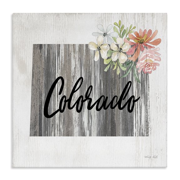 Stupell Industries Shabby Chic Colorado Botanical & Floral Painting Gallery Wrapped Canvas Art Print Wall Art, 17 x 17