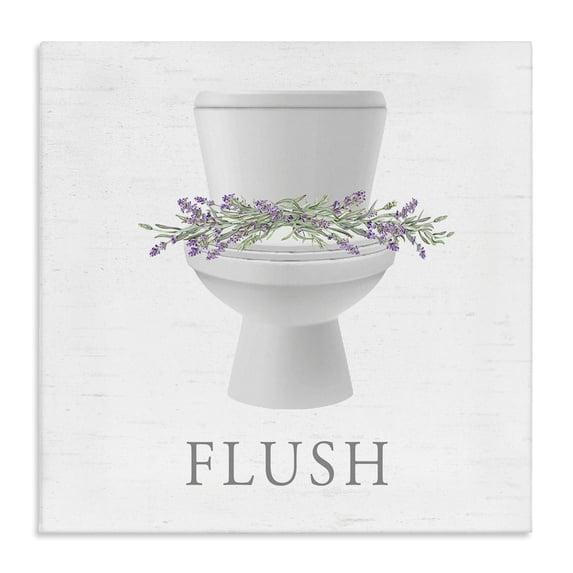 Stupell Industries Shabby Chic Flush Toilet & Lavender Canvas Art, 36 x 36, by Lettered and Lined