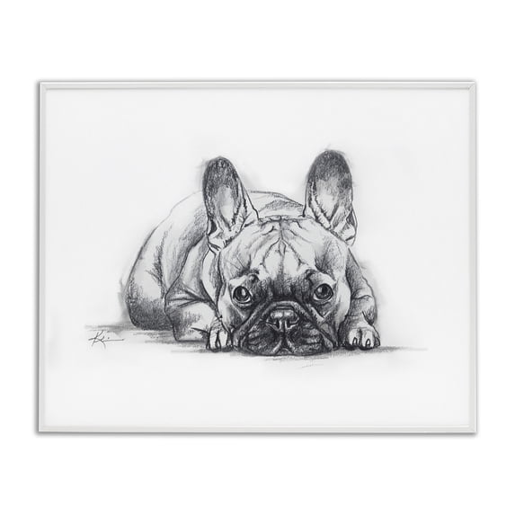 Stupell Industries Shabby Chic French Bulldog Naptime White Framed Giclee Art, 30 x 24, by Lindsay Kivi Fine Art