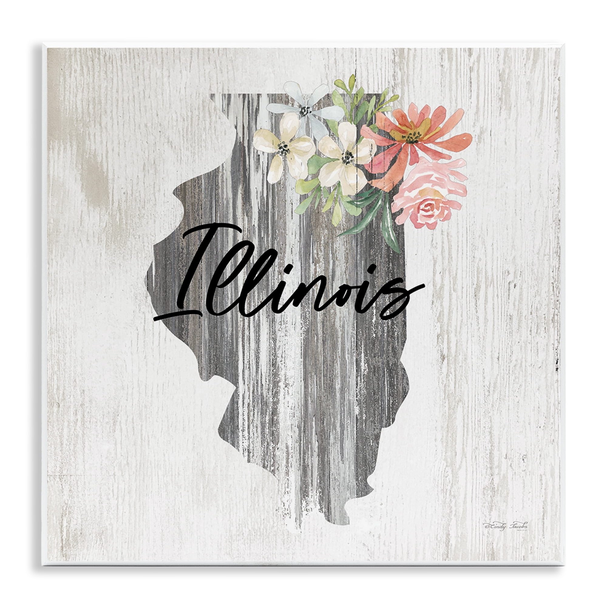 Stupell Industries Shabby Chic Illinois Botanical & Floral Painting Unframed Art Print Wall Art, 12 x 12