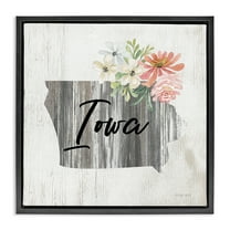 Stupell Industries Shabby Chic Iowa Botanical & Floral Painting Black Floater Framed Canvas Art Print Wall Art, 18 x 18