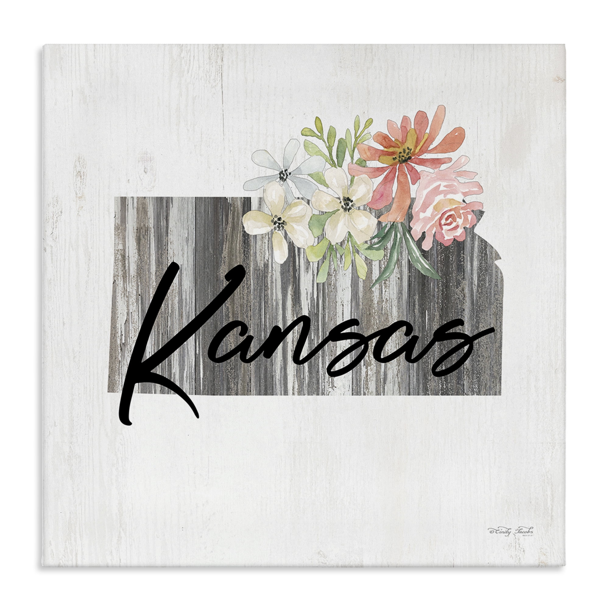 Stupell Industries Shabby Chic Kansas Botanical & Floral Painting Gallery Wrapped Canvas Art Print Wall Art, 30 x 30