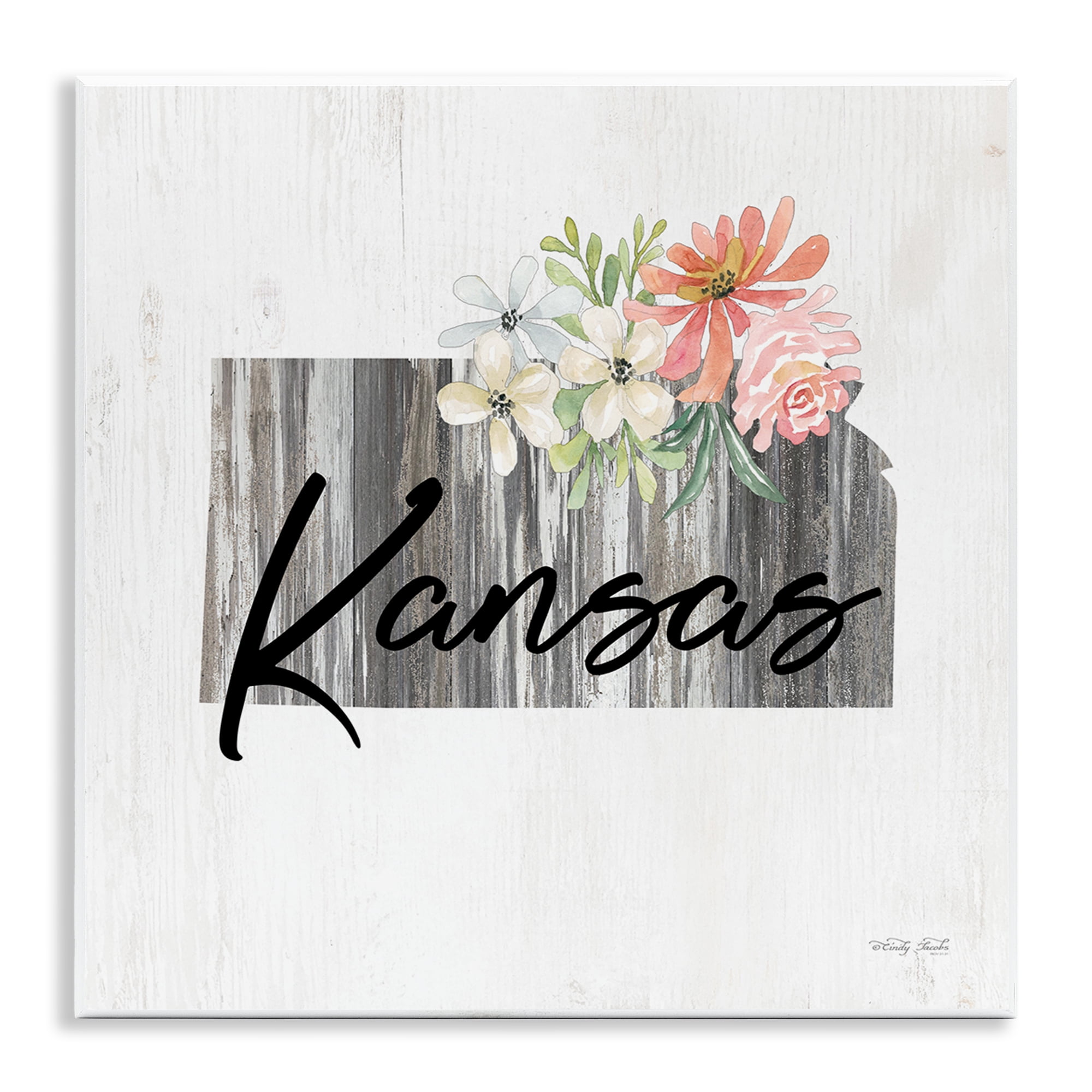 Stupell Industries Shabby Chic Kansas Botanical & Floral Painting Unframed Art Print Wall Art, 12 x 12