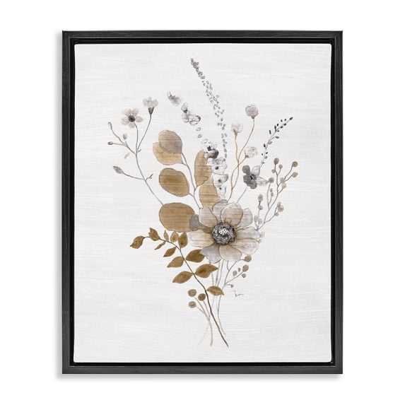 Stupell Industries Shabby Chic Minimal Wild Florals Black Floating Frame Canvas Art, 17 x 21, by Janet Tava