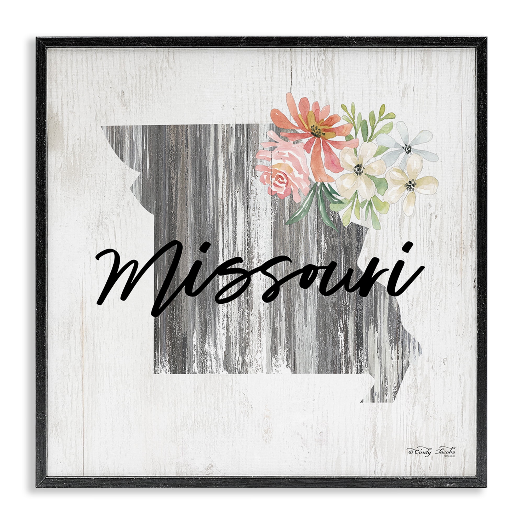 Stupell Industries Shabby Chic Missouri Botanical & Floral Painting Black Framed Art Print Wall Art, 24 x 24
