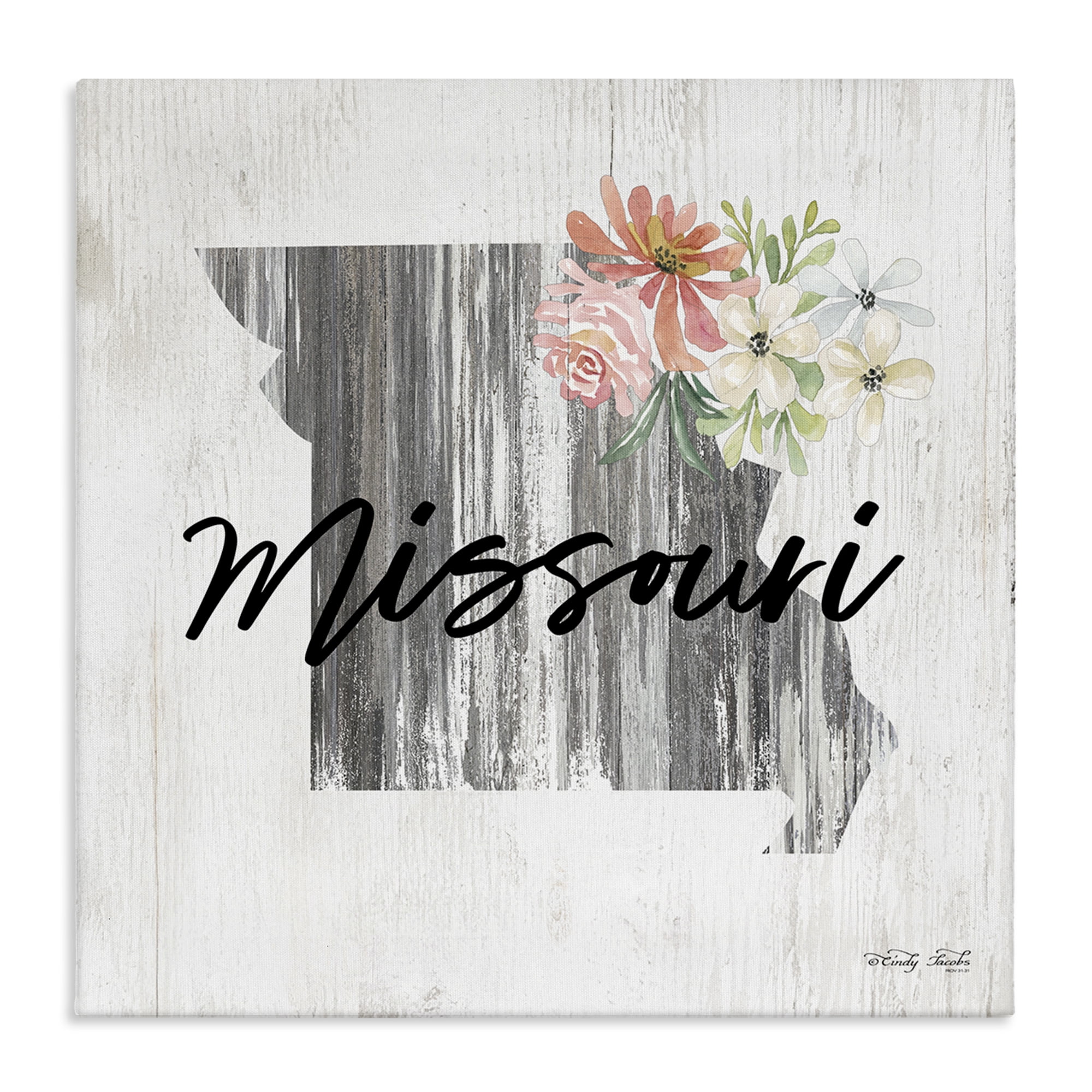 Stupell Industries Shabby Chic Missouri Botanical & Floral Painting Gallery Wrapped Canvas Art Print Wall Art, 36 x 36