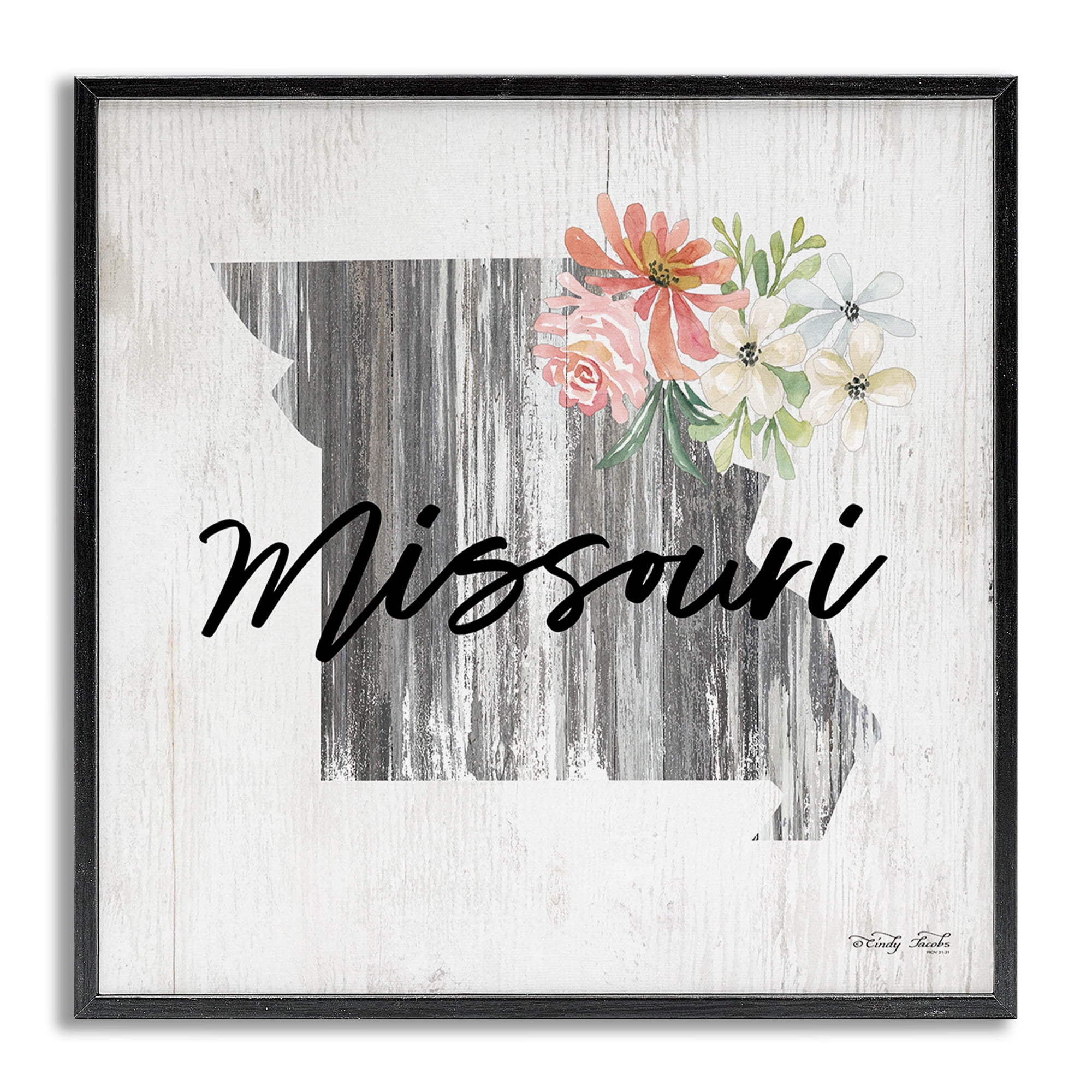 Stupell Industries Shabby Chic Missouri Botanical & Floral Painting Gray Framed Art Print Wall Art, 12 x 12