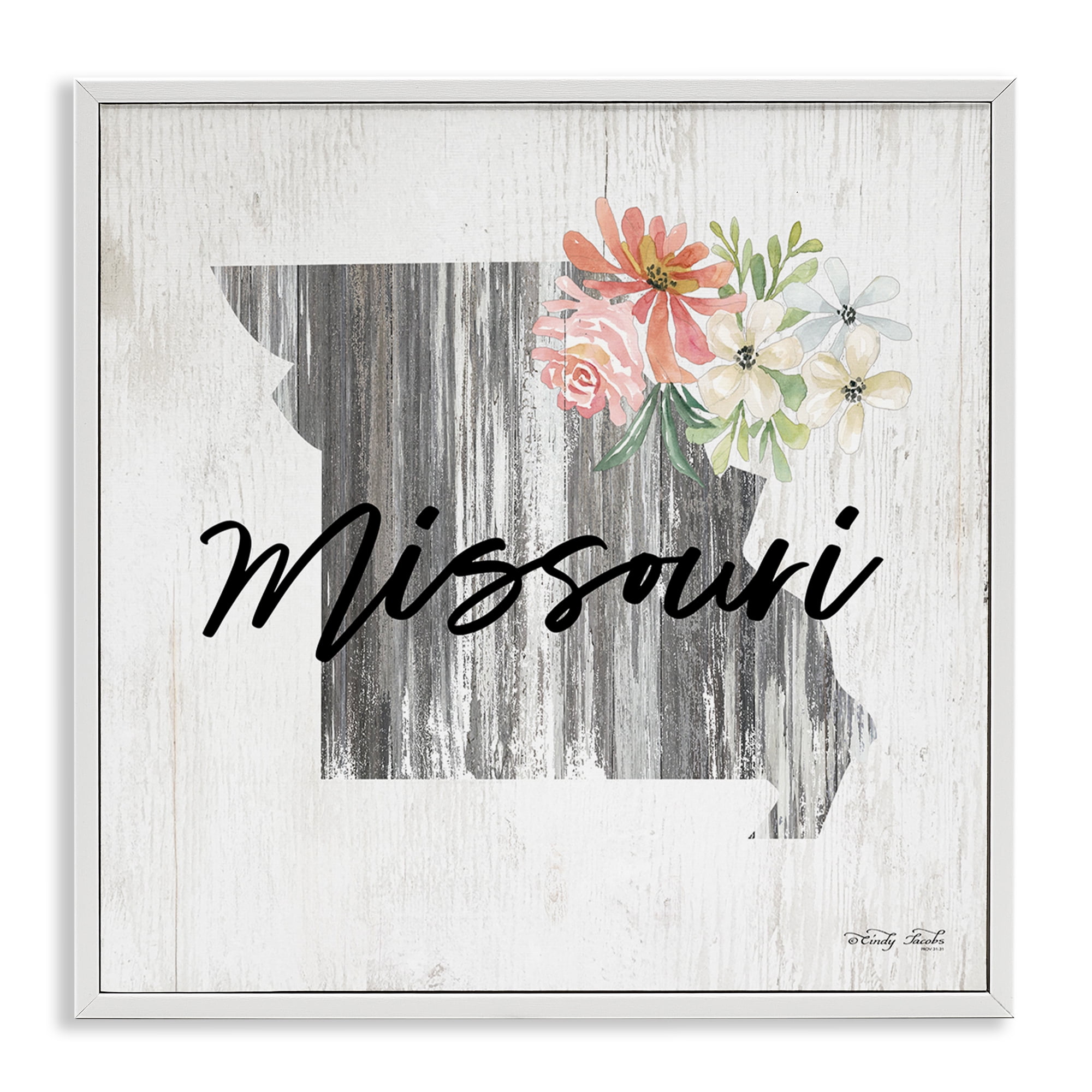 Stupell Industries Shabby Chic Missouri Botanical & Floral Painting White Framed Art Print Wall Art, 12 x 12