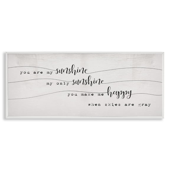 Stupell Industries Shabby Chic My Only Sunshine Sentiment Whimsical Script Typography White Framed Giclee Art, 24 x 10, by Lil' Rue