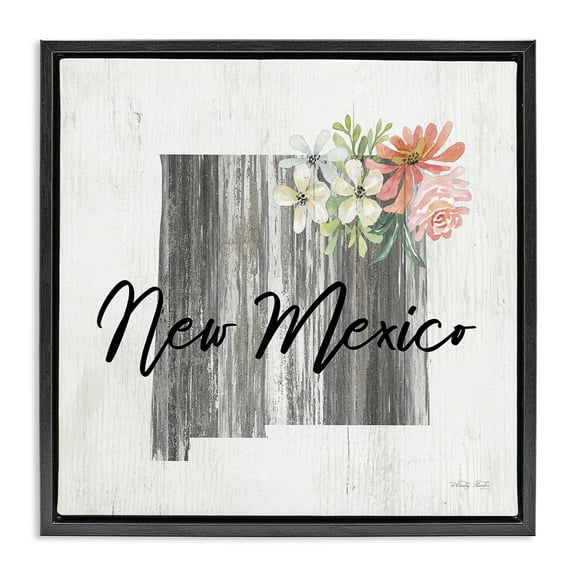 Stupell Industries Shabby Chic New Mexico Botanical & Floral Painting Black Floater Framed Canvas Art Print Wall Art, 18 x 18