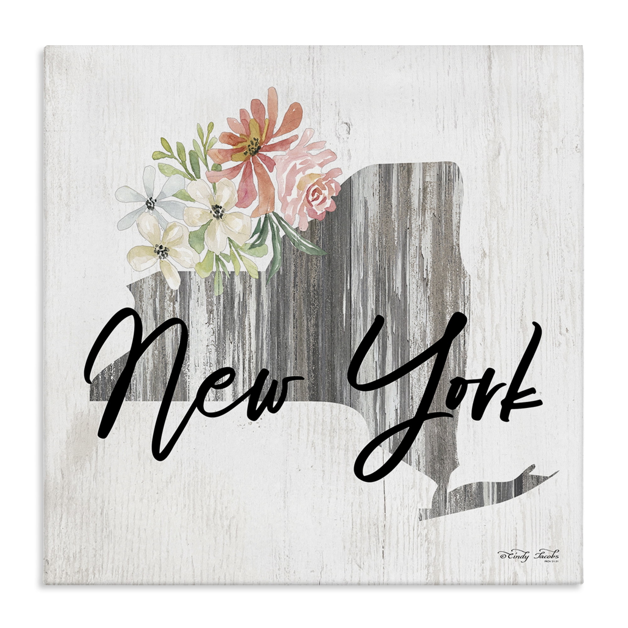 Stupell Industries Shabby Chic New York Botanical & Floral Painting Gallery Wrapped Canvas Art Print Wall Art, 36 x 36