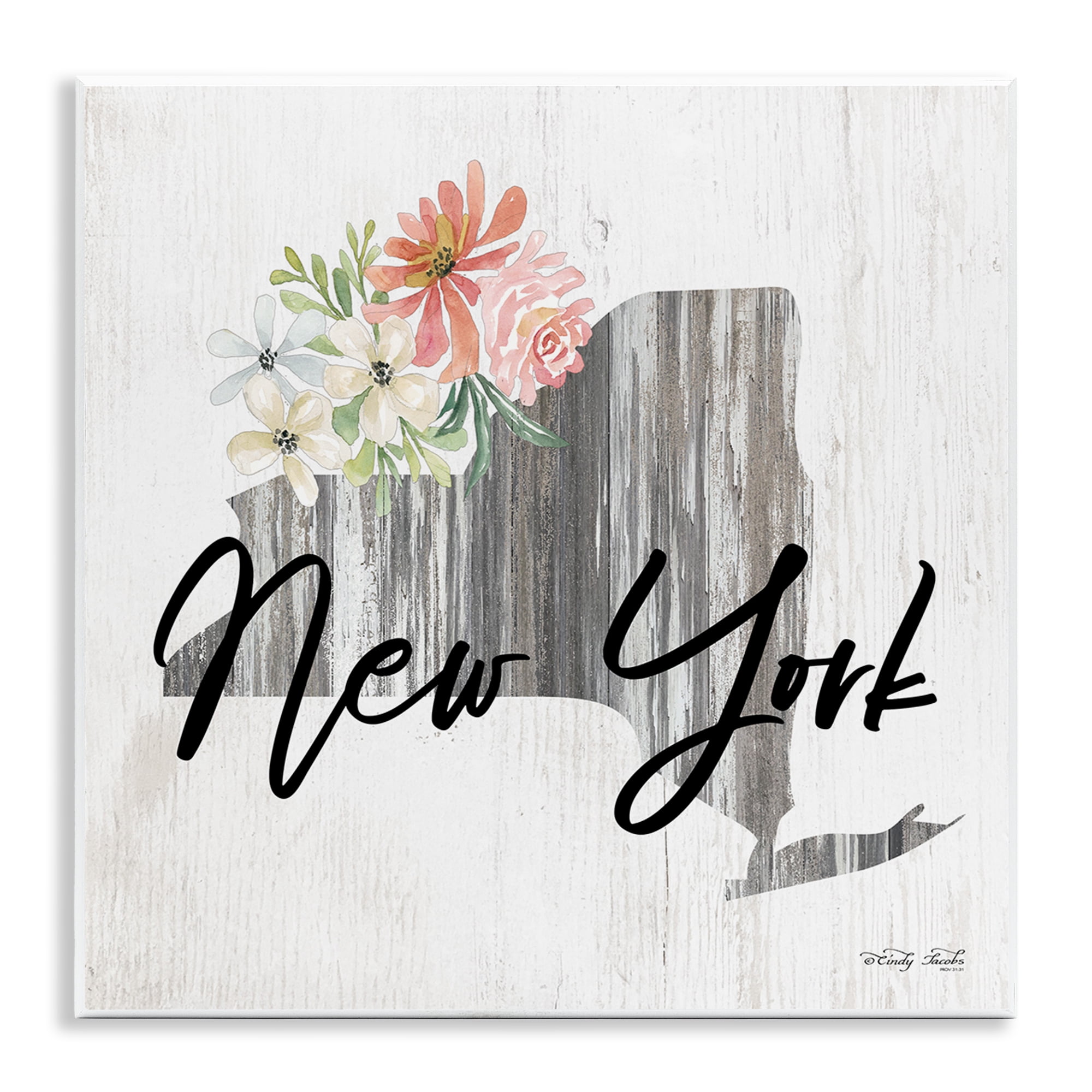Stupell Industries Shabby Chic New York Botanical & Floral Painting Unframed Art Print Wall Art, 12 x 12