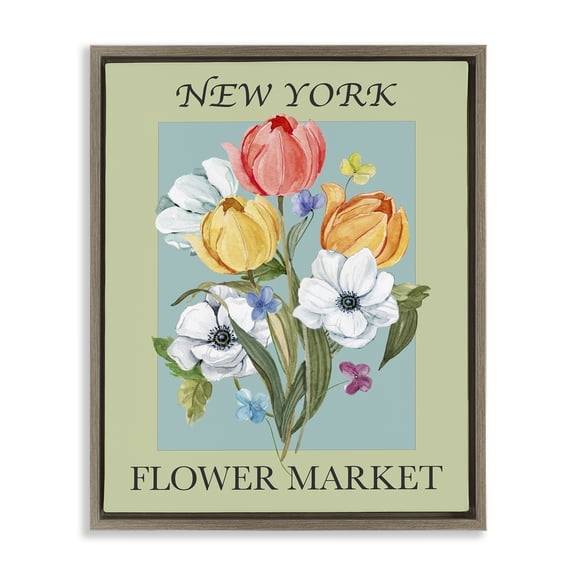 Stupell Industries Shabby Chic New York Flower Market Brown Floating Frame Canvas Art, 25 x 31, by Carol Robinson