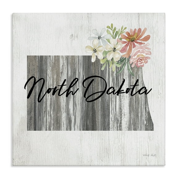 Stupell Industries Shabby Chic North Dakota Botanical & Floral Painting Gallery Wrapped Canvas Art Print Wall Art, 17 x 17