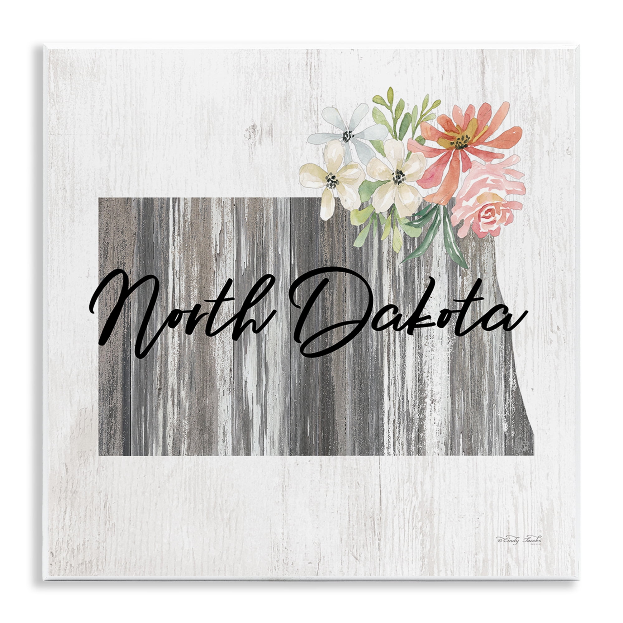 Stupell Industries Shabby Chic North Dakota Botanical & Floral Painting Unframed Art Print Wall Art, 12 x 12